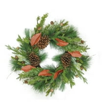 Northlight 26" Unlit Mixed Pine with Red Leaves and Pine Cones Artificial Christmas Wreath