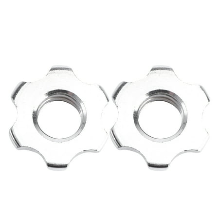 

2PCS 2.5cm Casting Iron Hex Nuts Anti-slip Spin-Lock Collar Screw for Barbell Dumbell Weight Lifting (Silver)