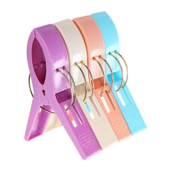 4Pcs Beach Towel Clips,Heavy Duty Plastic Clothes Pins,Quilt Drying Clips,Windproof Clothes Clips,Keep Your Towel,Clothes,Blankets to Dry on Clothesline and Hanging Rack,Nordic Color,4.72x3.34"