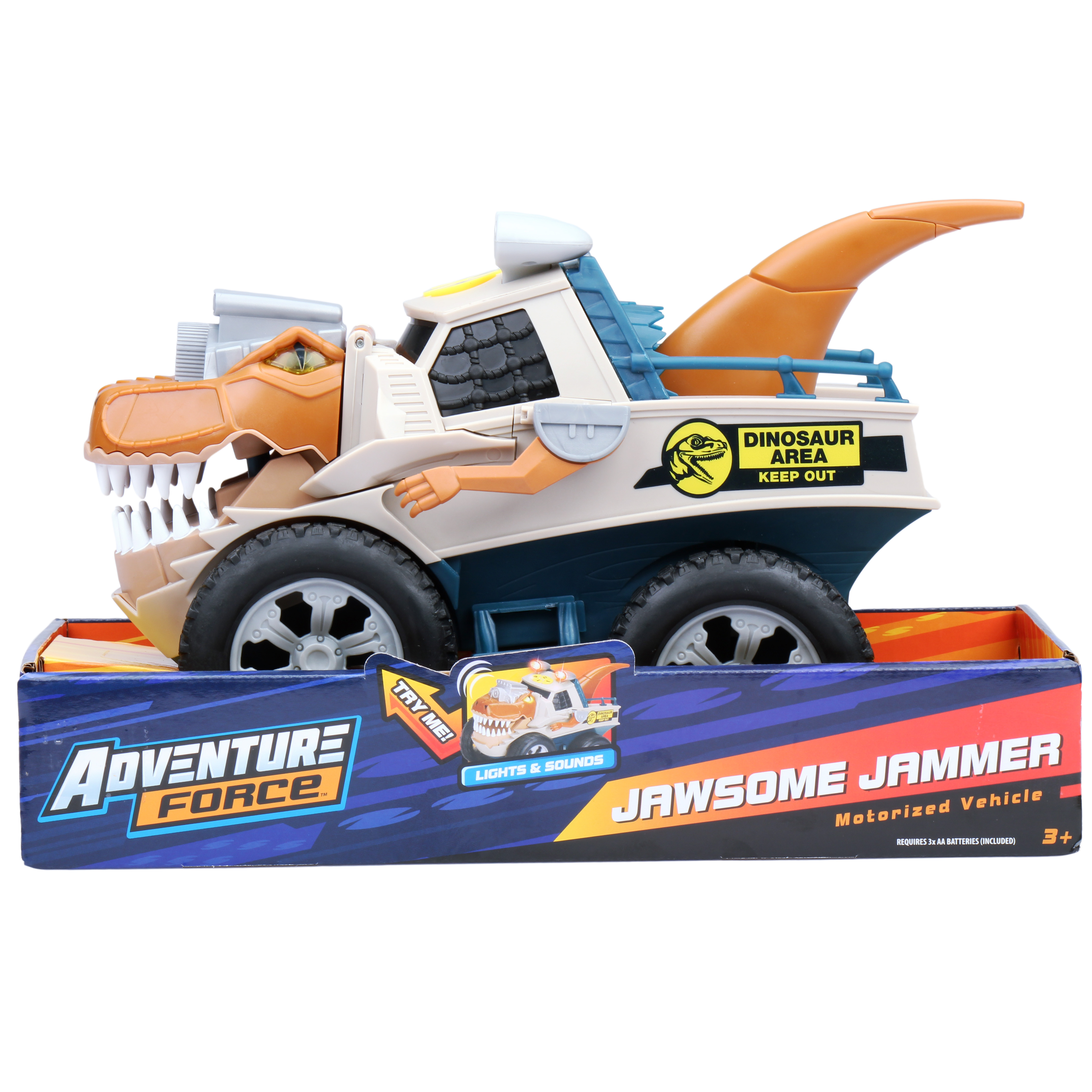Adventure Force Jawesome Jammer Motorized Lights & Sounds Brown Dino Vehicle - image 3 of 5