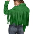 thumbnail image 5 of Women's Casual Jackets Fashion Fringe Suede Leather Tassel Motorcycle Cropped Coats, 5 of 9