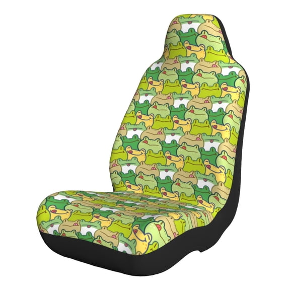 Naloa Cartoon Frog Car Seat Covers 2PCs Front Car Seat Covers Universal fit for Most Cars SUVs and Trucks - 1