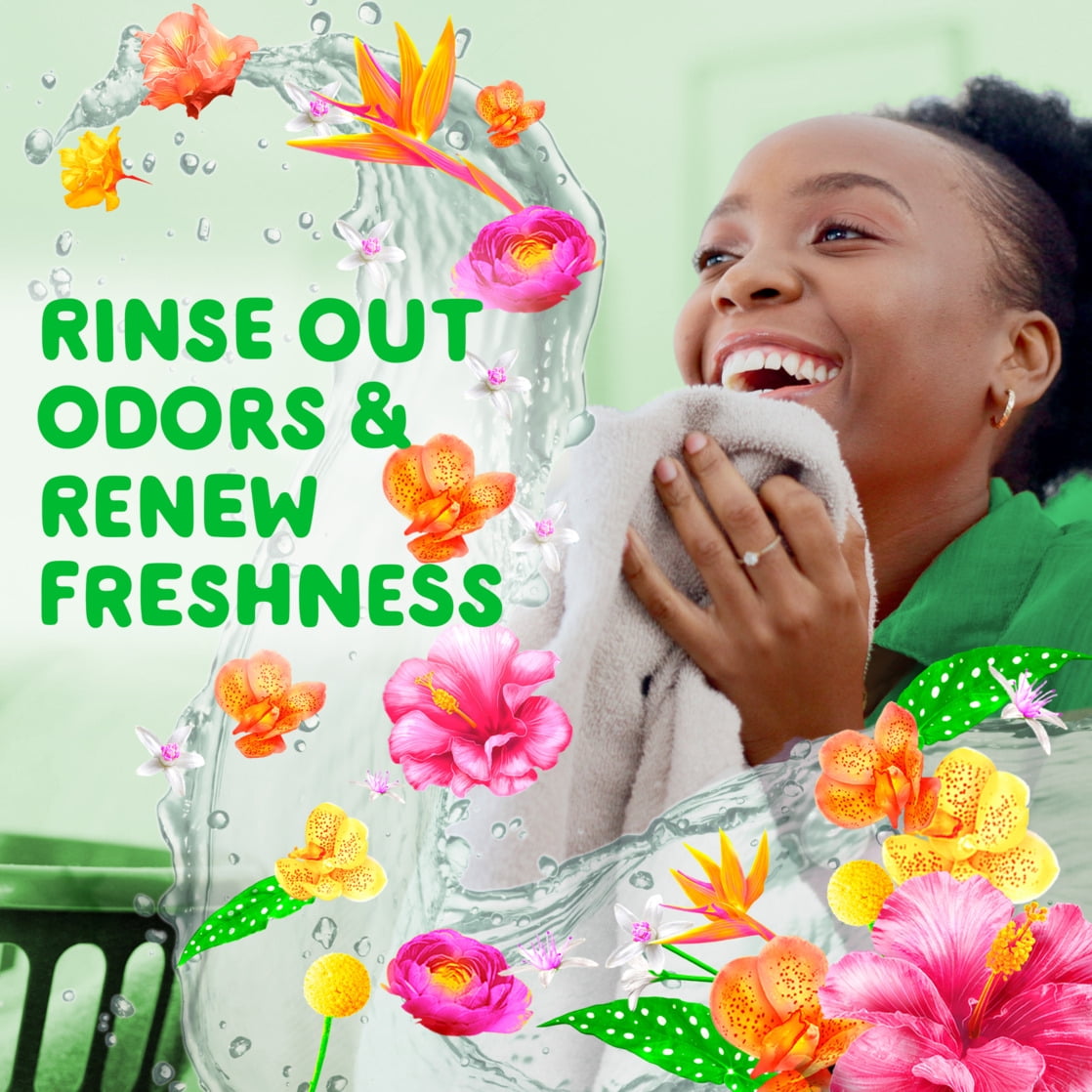 Gain Rinse Out Odor Fabric Softener Rinse, Odor Fighter, Hibiscus Hula Scent, 62 fl oz