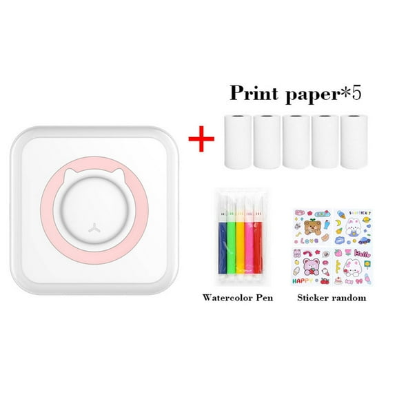 CCOCC Bluetooth Printer Compact Size for Easy Storage Mini Printer Sticker Maker Includes Paper Rolls and Watercolor Pens Wireless and Portable for Easy Use Impresora De Fotos Portatil
