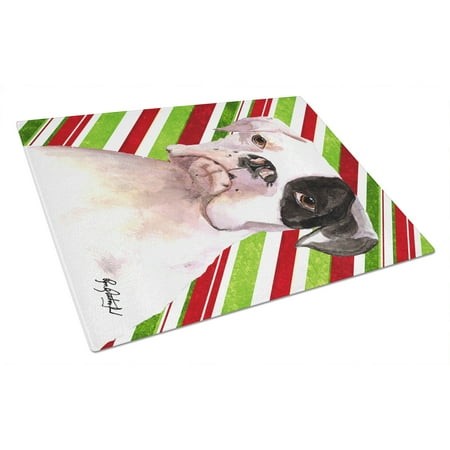 

Caroline s Treasures RDR3002LCB White Boxer Cooper Glass Cutting Board Large 12H x 16W multicolor