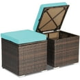 thumbnail image 4 of Costway 2PCS Patio Rattan Ottomans Seat Side Table Storage Box Footstool Turquoise, 4 of 10