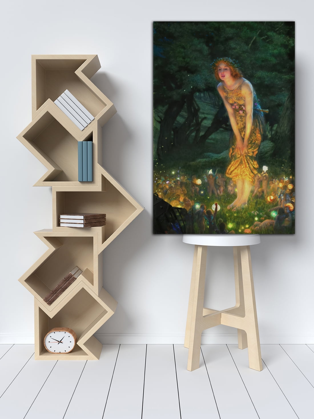 Edward Hughes Midsummer Eve Art Painting Poster Pre-Raphaelite Woman Portrait Oil Painting Print Canvas Painting Wall Art Modern Bedroom Decor Poster