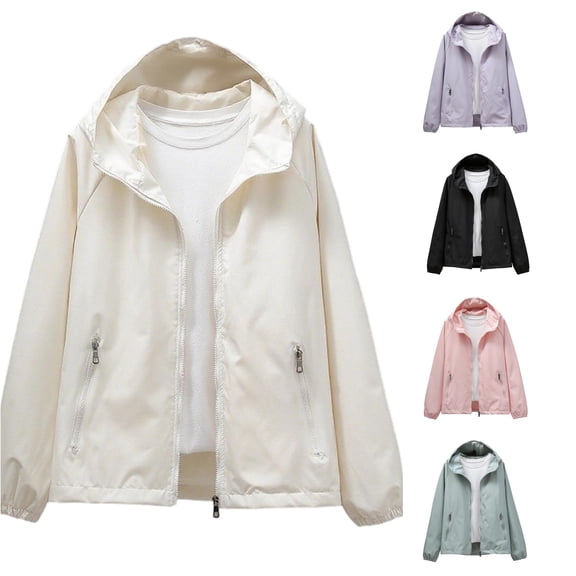 Jane Wardrobe Oversized Hooded Jacket for Women, Lightweight Zip Up Short Style, Casual Spring Fall Outerwear, 1 Piece, M-5XL, Plus Size Friendly