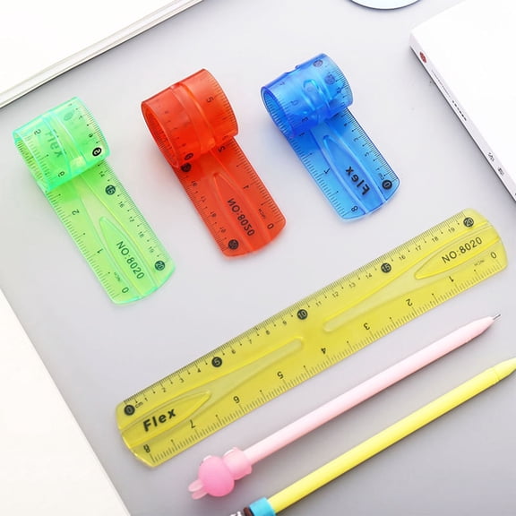 UALSRZL Flexible Ruler 30cm, Foldable Soft Plastic Ruler with Clear Scale, Shatterproof Translucent Straight Edge Ruler for School Office Students