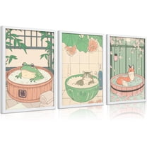 Blue Ocean Theme Bathroom Wall Art Gator Dolphin and Sea Turtle in Bathtub Picture Wall Decor Tropical Coastal Animals Poster Canvas Print Artwork for Toilet Washroom Restroom Decor Unframed