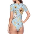 thumbnail image 3 of Uemuo Cute Gnome Bee Collects Honey Pattern Women's One Piece Short Sleeve Swimsuit Rash Guard Surfing Modest Quick-drying Swimsuit Beach Essentials-Medium, 3 of 9