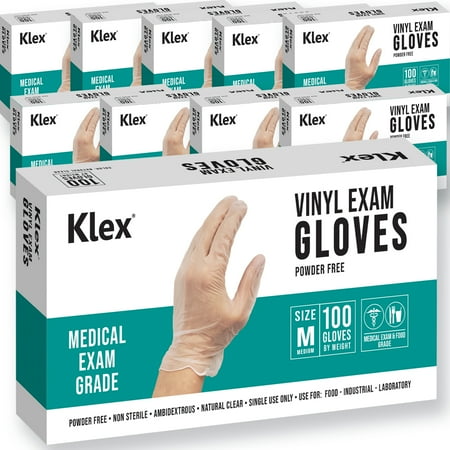 

Klex Disposable Heavy Duty Vinyl Gloves Latex Free Powder Free BPA Free Medical Grade Food Safe Disposable Glove Medium M 1000 Count