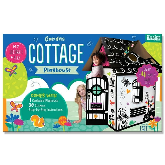 Open Box Bendon Cottage Buildable Playhouse, 53x32x33", Black/White