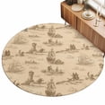 thumbnail image 2 of Round Area Rugs 3.3Ft, Nautical Ship Non-Slip Washable Circle Rugs Carpet, Farmhouse Retro Ocean Coastal Lighthouse Map Indoor Outdoor Rug Floor Mats Throw Runner for Bedroom Living Room Bathroom, 2 of 8