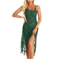 thumbnail image 5 of BSDJILFG Sexy Lingerie for Women Plus Size Crochet Mesh Sling Dresses See Through Floral Embroidered Lace Bow High Split Midi Sleepshirts Nightwear Sleepwear Pajamas Nightwear S-6XL, 5 of 7