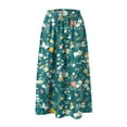 thumbnail image 5 of vigerkar Womens Summer Casual Dress Floral Printed High Waist A Line Ruffle Swing Midi Skirt with Pockets Mint Green, L, 5 of 6
