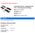 thumbnail image 2 of Front Brake Pad Set - Compatible with 1970 - 1974 Chevy C10 Pickup 1971 1972 1973, 2 of 2