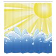 thumbnail image 3 of Ambesonne Summer Shower Curtain, Vector Sun Wavy Sea, 69"Wx84"L, Yellow and Blue, 3 of 5