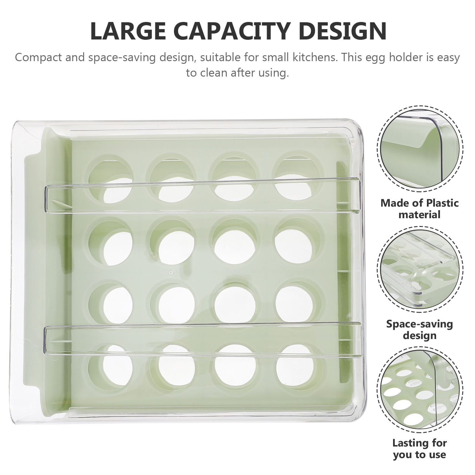 COOPHYA 1Set Crush-Proof Egg Container for Fridge 9.3x8.5x5.3in