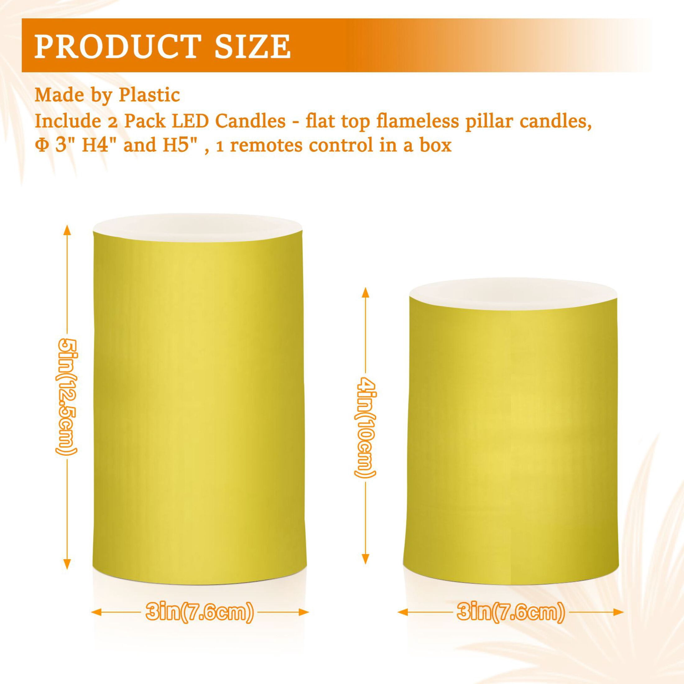 Lemon Flickering Flameless Candles Battery Operated with Remote Timer LED Pillar Candles Set of 2
