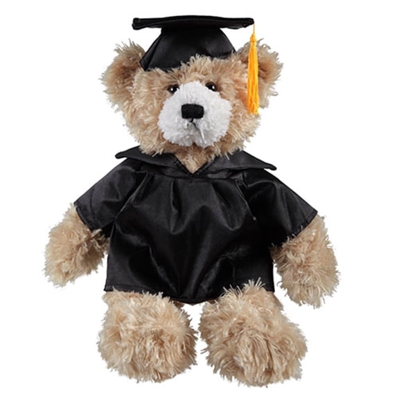 Beige Graduation Teddy Bear Plush Stuffed Animal, 12 Inches, Personalized Gown Text or School Logo, Soft Gift for Kids & Graduates