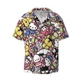 thumbnail image 2 of Lsque Sanrio print Men's Cuban Collar Short Sleeve Shirt Summer Beachwear Casual Button Down Fashionable Vacation Leisure Shirt-Medium, 2 of 7