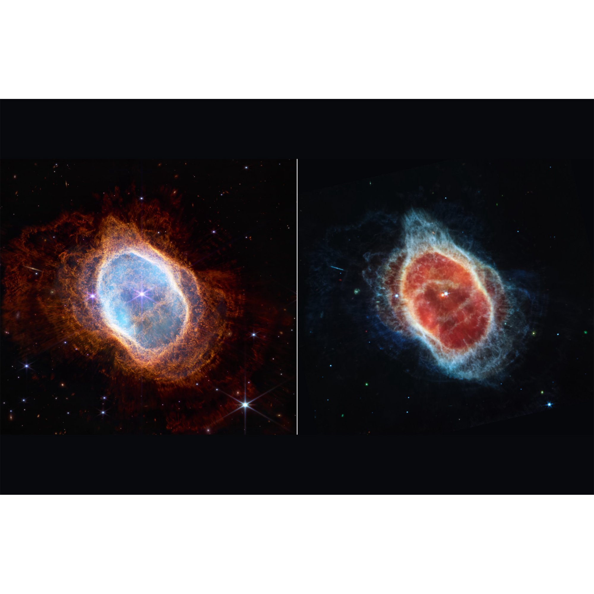 24x36 gallery poster Southern Ring Nebula Left (NIRCam) Right (MIRI)) by James Webb Space Telescope