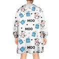 thumbnail image 2 of Wearable Oversized Blanket,White Cow Milk Box Moo Pattern Wearable Blanket Hoodie for Adults,Cozy Hooded Blankets with Super Pockets,Super Warm Fuzzy Pullover for Women & Men, 2 of 6