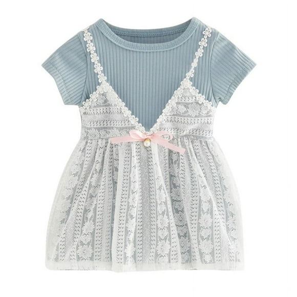 Baby Girls Tutu Dress Toddler Tulle Dresses Short Sleeve Cotton Infant Dresses Party Sundress