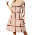 thumbnail image 2 of Terracotta Gingham Pattern Sleeveless Dress women party dresses sexy dress summer women's suit, 2 of 7