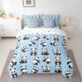 thumbnail image 3 of Manfei Kawaii Panda Queen Bedding, Cartoon Animals Bedding Comforter Set Queen, Light Blue, Polkadot Reversible, 7-Piece, 3 of 6