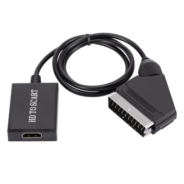 Adaptador de vídeo Plug Play de alta claridad, plástico, 1080p, rendimiento estable, Scart a HDMI compatible