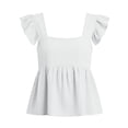 thumbnail image 5 of hotojiny Peplum Tops for Women Ruffle Sleeve Summer Flowy Blouse Square Neck Loose Fit T-Shirts for Beach Travel, 5 of 7