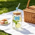 thumbnail image 4 of EGNMCR Kitchen Gadgets 450ml Glass Water Cup With Cup Lid And Glass Straw Butterflys Decoration Beverage Cup Coffee Cup Cold Drink Cup Outdoor Or Home Office Drinking Cup glass water cup, 4 of 6