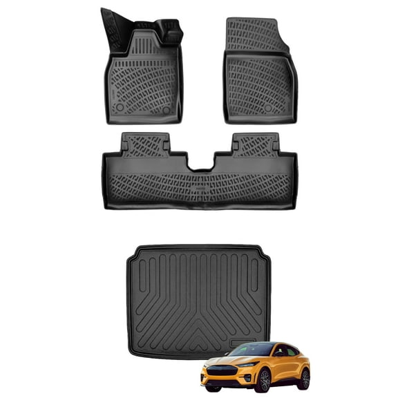 Car Floor Mats   Cargo Liner (Full SET) Compatible for Mustang Mach-E 2021-2024 Waterproof | All Weather