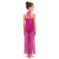 thumbnail image 2 of Yartina Girls Lyrical Dance Jumpsuit Sequin Sleeveless Wide Leg Bodysuit One Piece Figure Skating Outfit Hot Pink 8, 2 of 7