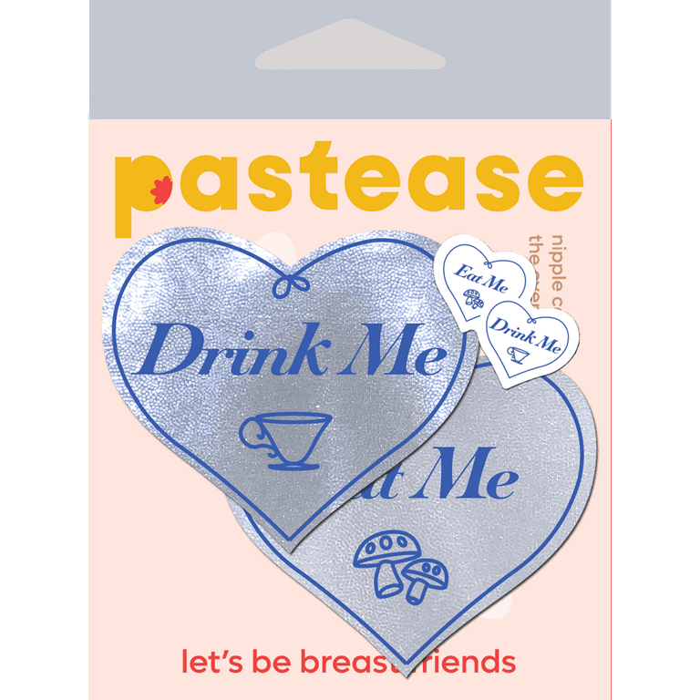 Eat Me Drink Me on Liquid White Heart Nipple Pasties by Pastease® 