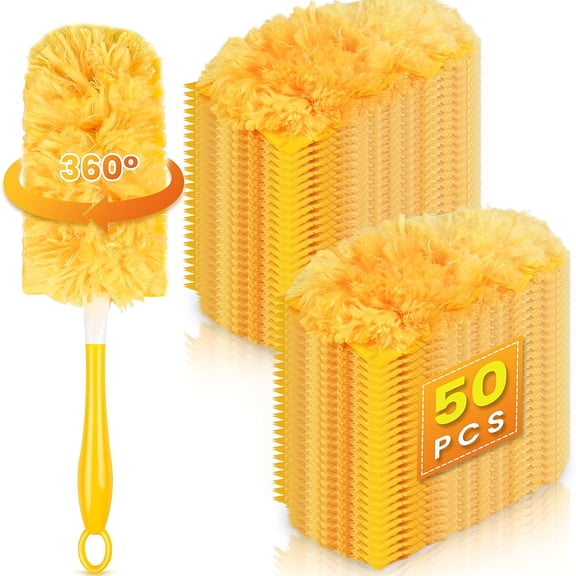 50 Heavy Duty Duster Refills & 1 Handle, 360° Designed For Dusting Home, Blinds, Fans, Cars, No Dead Corners, Disposable Swiffers Dusters Kit, 51 Count
