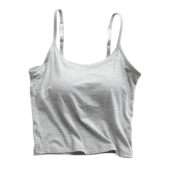 FDGIU Women's 2025 Sports Bras Camisole Tank Top - Built-in Bra, Scoop Neck Lined, Slim Fit for Yoga and Going Out