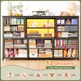 thumbnail image 6 of Romorgniz 55" Dresser TV Stand with 12 Fabric Drawers,LED Lights & Charging Station,Media Console for Bedroom,Living Room,Grey, 6 of 8