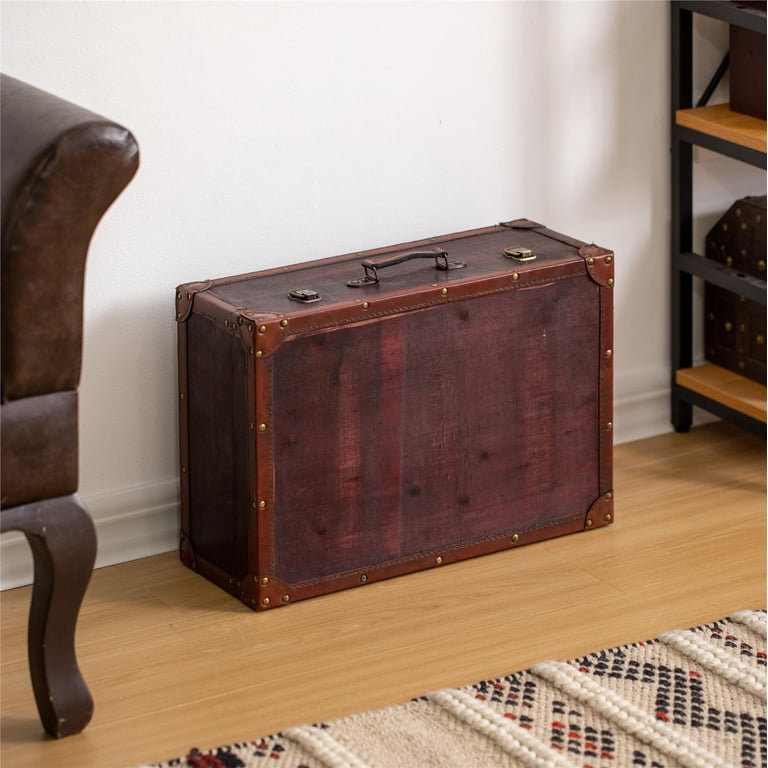 Vintiquewise Vintage-Style Decorative Wooden Display Suitcase Box