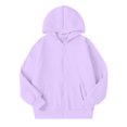 thumbnail image 5 of Resicozy Girls Zip-up Hoodie Light Jackets with Pockets, Long Sleeve Sweatshirt for Kids, Fashion Casual Youth Fall Clothes 2-13 Years Light Purple 120, 5 of 9