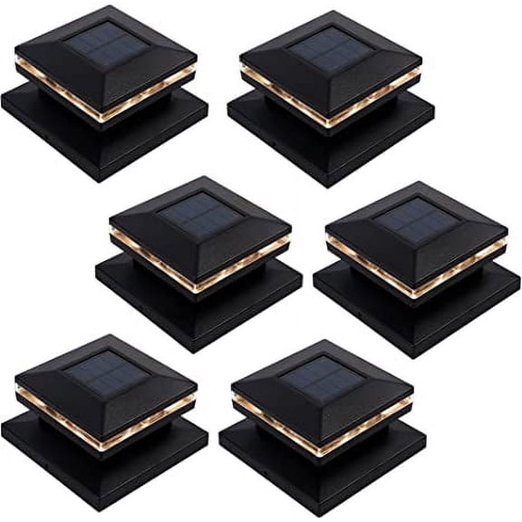 Maggift Solar Post Lights, Outdoor Fence Deck Cap Light, Warm White Led, Fits 4x4, 5x5, or 6x6 Wooden Posts, 6 Pack, Black - Easter 2026 Decor