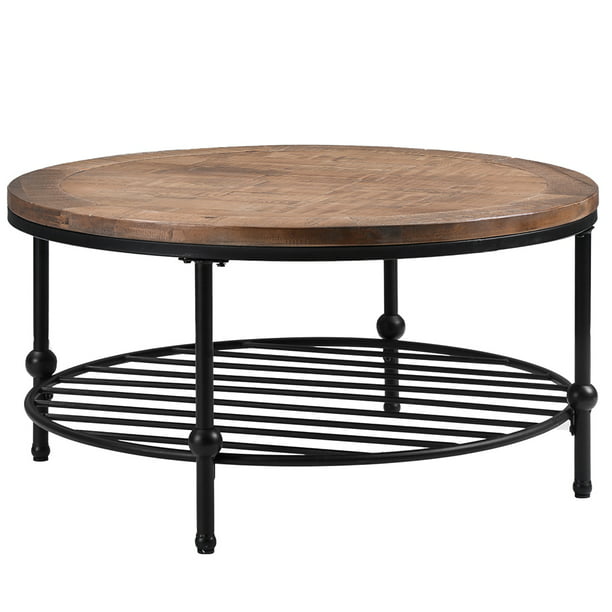 Irene Inevent Rustic Round Wood Coffee, Round Rustic Wood Coffee Table