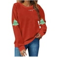 thumbnail image 3 of yoeyez Merry Christmas Sweatshirts Women Cute Xmas Tree Print Sweatshirt Loose Fit Long Sleeve Xmas Shirt Crew Neck Holiday Pullover, 3 of 6