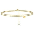 thumbnail image 1 of Fiudx Pulseras de Playa con Inicial de Corazón para Mujer (2022), Delicadas Tobilleras En Capas Bañadas En Oro de 14 Quilates, con Inicial de Letra y Corazón, Joyería de Playa., 1 of 2