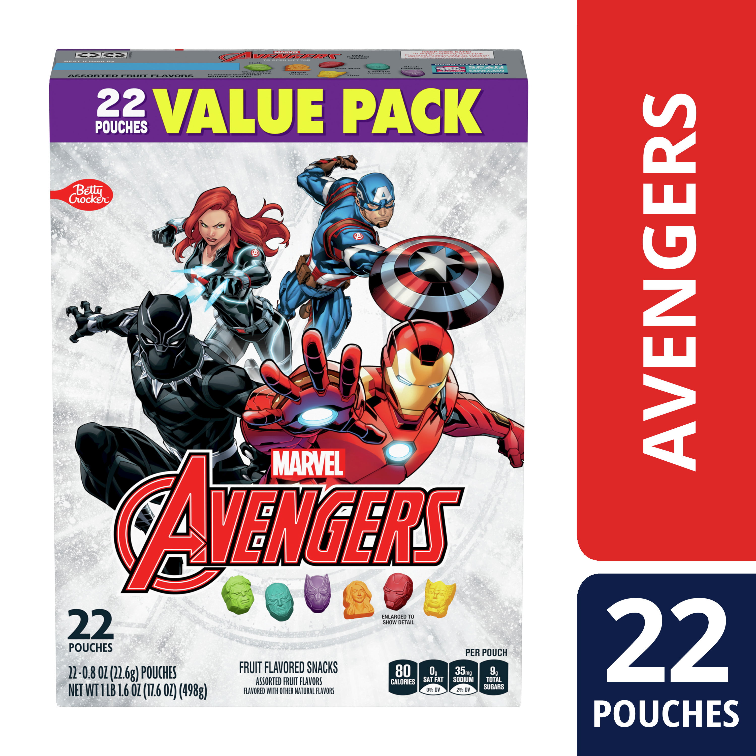 Avengers Fruit Flavored Snacks, Treat Pouches, Value Pack, 22 ct