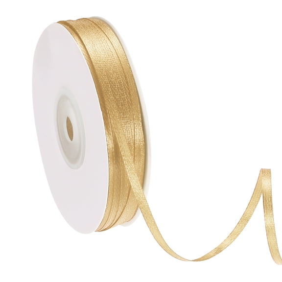 Uxcell Satin Ribbon (100 Yards, 1/8" Wide, Light Gold) Double Face Solid Fabric Ribbon, Suit for Craft/DIY/Gift Wrapping/Hair Bows/Floral Bouquets/Wedding/Birthday/Party Decoration