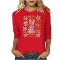 thumbnail image 2 of Fartey Plus Size Happy Easter Shirts for Women 2025 Trendy Crew Neck 3/4 Sleeve Tunic Tops Cute Bunny Printed Graphic Tees Dressy Casual Holiday Blouses Red S-5XL, 2 of 5