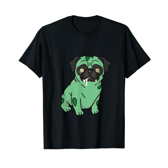 Pug Zombie Pug Halloween Black T-Shirt Gift Top